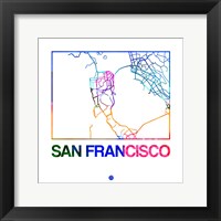Framed San Francisco Watercolor Street Map