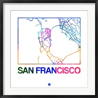 Framed San Francisco Watercolor Street Map