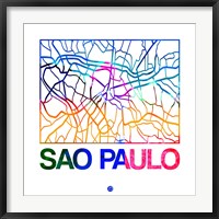 Framed Sao Paulo Watercolor Street Map