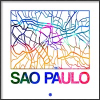 Framed Sao Paulo Watercolor Street Map
