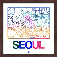 Framed Seoul Watercolor Street Map