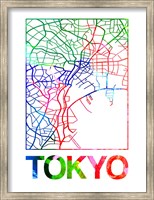 Framed Tokyo Watercolor Street Map