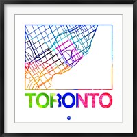 Framed Toronto Watercolor Street Map