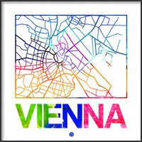Framed Vienna Watercolor Street Map