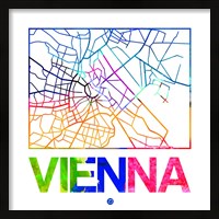 Framed Vienna Watercolor Street Map