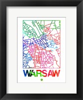 Framed Warsaw Watercolor Street Map