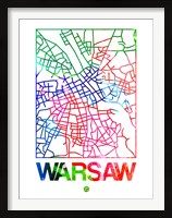 Framed Warsaw Watercolor Street Map