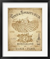 Framed Vintage French Wine Label