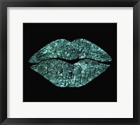 Framed Teal Glitter Kiss