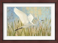 Framed Snowy Egret in Flight v2