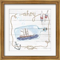 Framed Ship in a Bottle Ahoy Shiplap