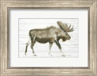 Framed Dark Moose on Wood Crop