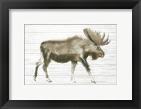 Framed Dark Moose on Wood Crop