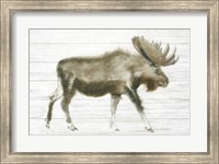 Framed Dark Moose on Wood Crop
