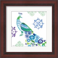 Framed 'Jewel Peacocks IV' border=