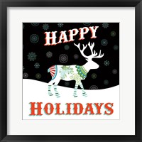 Mod Holiday on Black I Framed Print