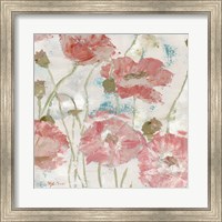 Framed Poppies in the Wind Blush Square
