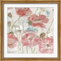 Framed Poppies in the Wind Blush Square