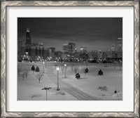 Framed Snowy Chicago Skyline