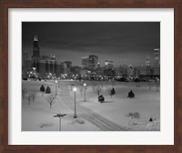 Framed Snowy Chicago Skyline