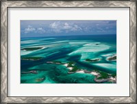 Framed Aerial View of Island in Caribbean Sea, Great Exuma Island, Bahamas