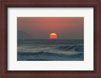 Framed Waves in the Ocean at Sunset