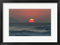 Framed Waves in the Ocean at Sunset