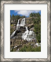 Framed Low angle view of Tvindefossen Waterfall, Voss, Norway