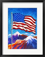 Framed American Flag - Mountains