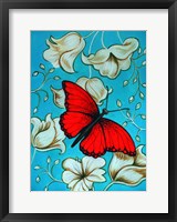 Framed Aqua-Red Butterfly