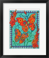 Framed Orange & Blue Butterflies