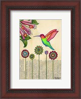 Framed Stick Flower Hummingbird