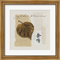 Framed 'Bronze Leaf III Golden Passions' border=