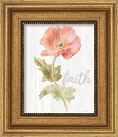 Framed 'Garden Poppy on Wood Faith' border=