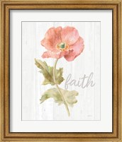 Framed Garden Poppy on Wood Faith