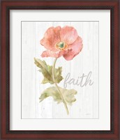 Framed Garden Poppy on Wood Faith