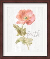 Framed Garden Poppy on Wood Faith