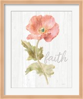 Framed Garden Poppy on Wood Faith