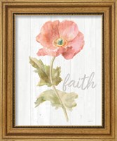 Framed 'Garden Poppy on Wood Faith' border=
