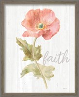 Framed 'Garden Poppy on Wood Faith' border=