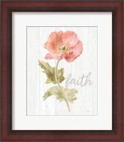 Framed 'Garden Poppy on Wood Faith' border=