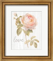 Framed 'Garden Rose on Wood Love' border=