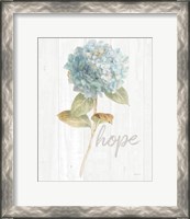 Framed 'Garden Hydrangea on Wood Hope' border=