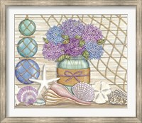 Framed Hydrangea & Seashells