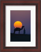 Framed Camel and Person at Sunset, Thar Desert, Rajasthan, India