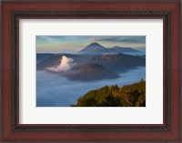 Framed Mt Bromo and Mt Merapi, East Java, Indonesia