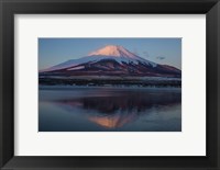 Framed Mt Fuji and Lake at sunrise, Honshu Island, Japan