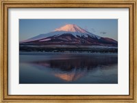 Framed Mt Fuji and Lake at sunrise, Honshu Island, Japan