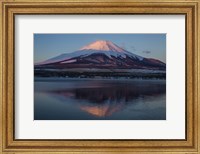 Framed Mt Fuji and Lake at sunrise, Honshu Island, Japan