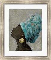 Framed 'Profile of a Woman II (gold earring)' border=